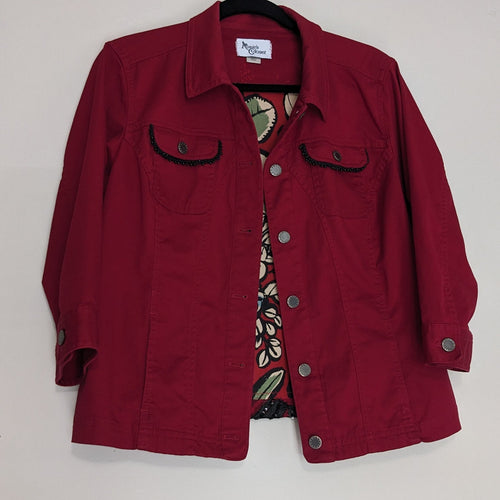 Red and black sequin button up jacket