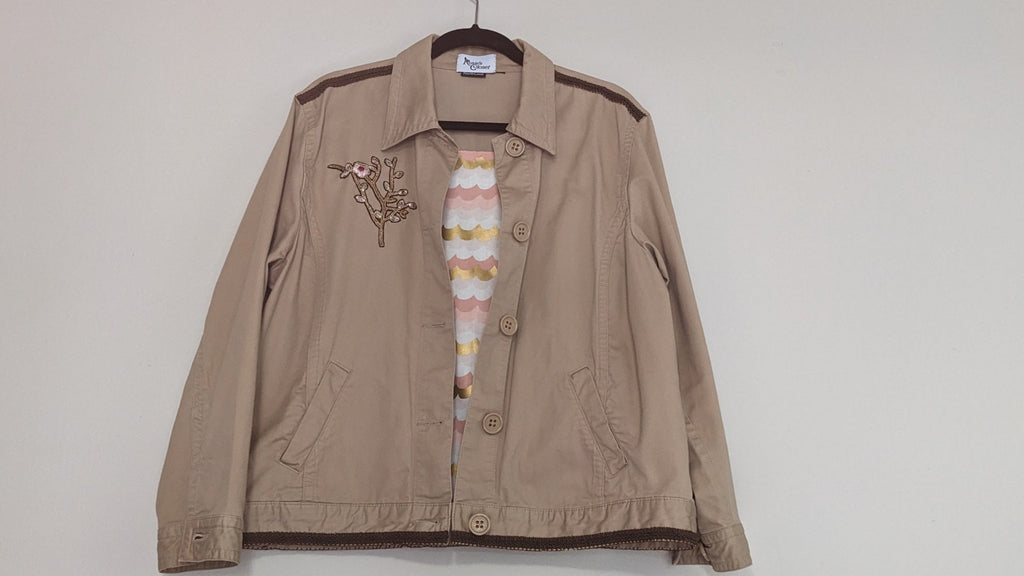 Cherry Blossom Tan Button Up Jacket