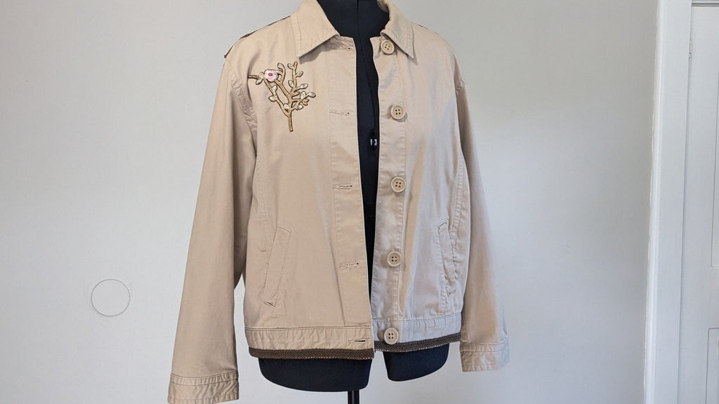 Cherry Blossom Tan Button Up Jacket