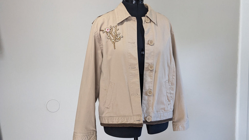 Cherry Blossom Tan Button Up Jacket