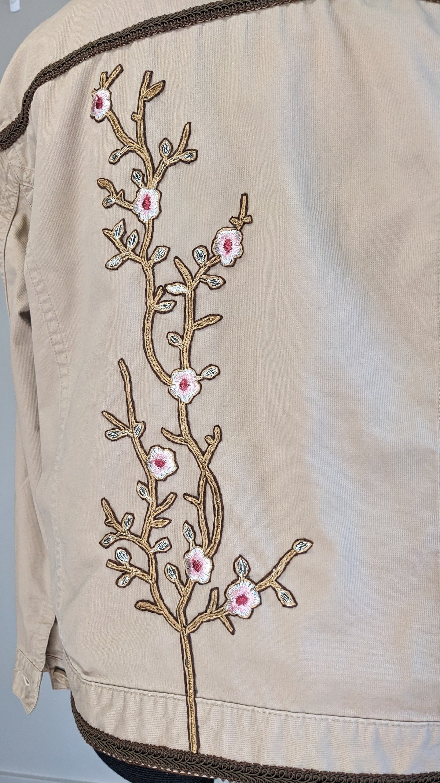 Cherry Blossom Tan Button Up Jacket