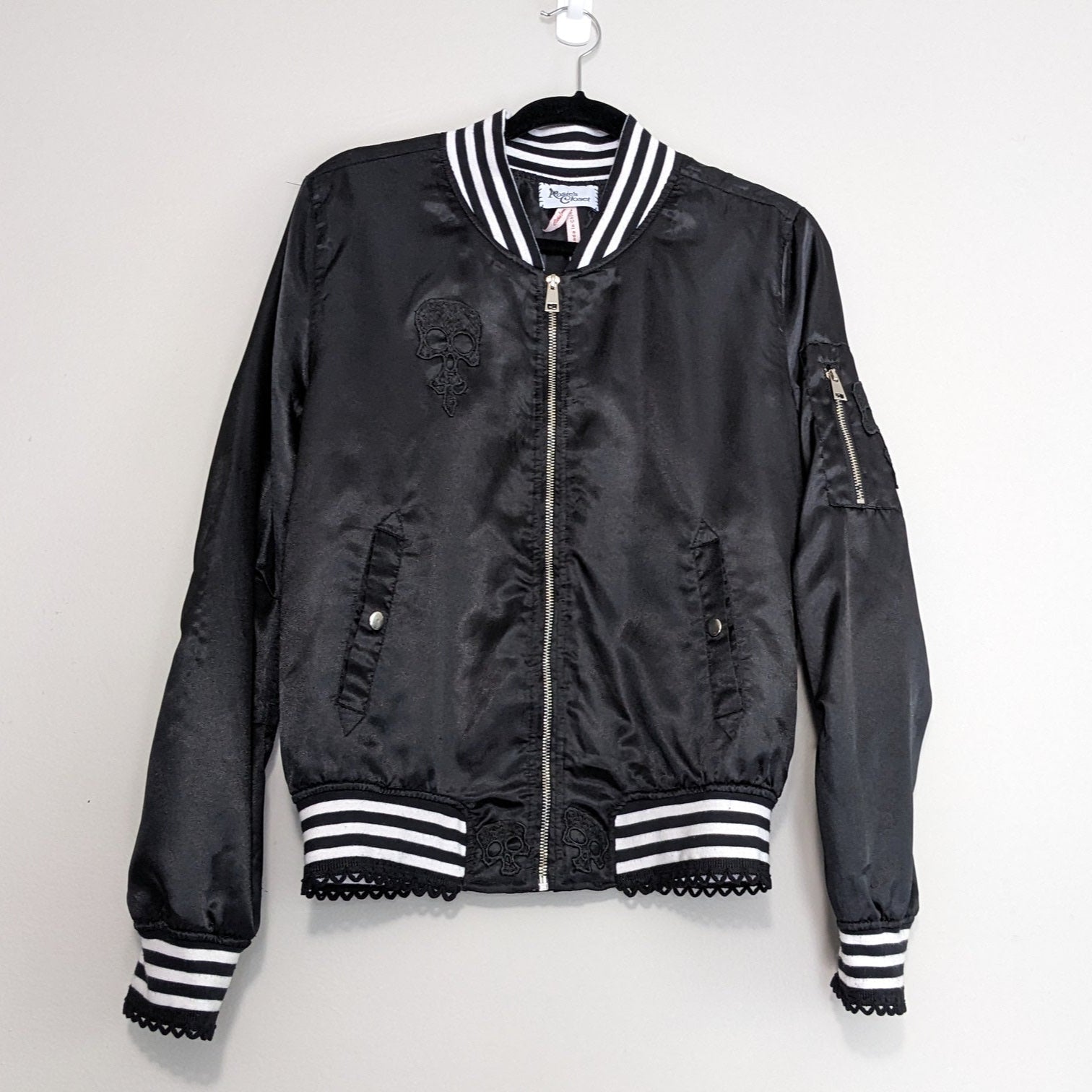 Black Zip Up with Skull and Lace