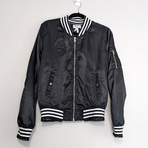 Black Zip Up with Skull and Lace