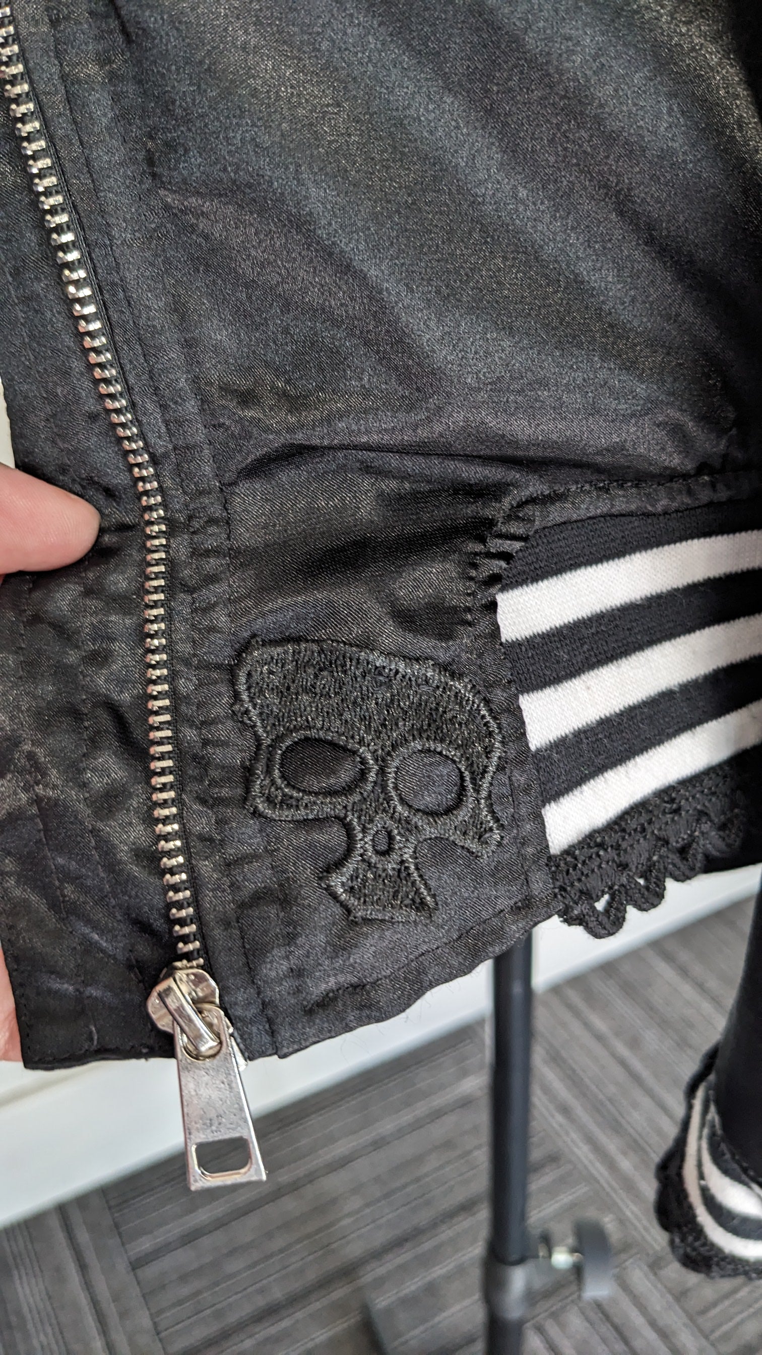 Black Zip Up with Skull and Lace
