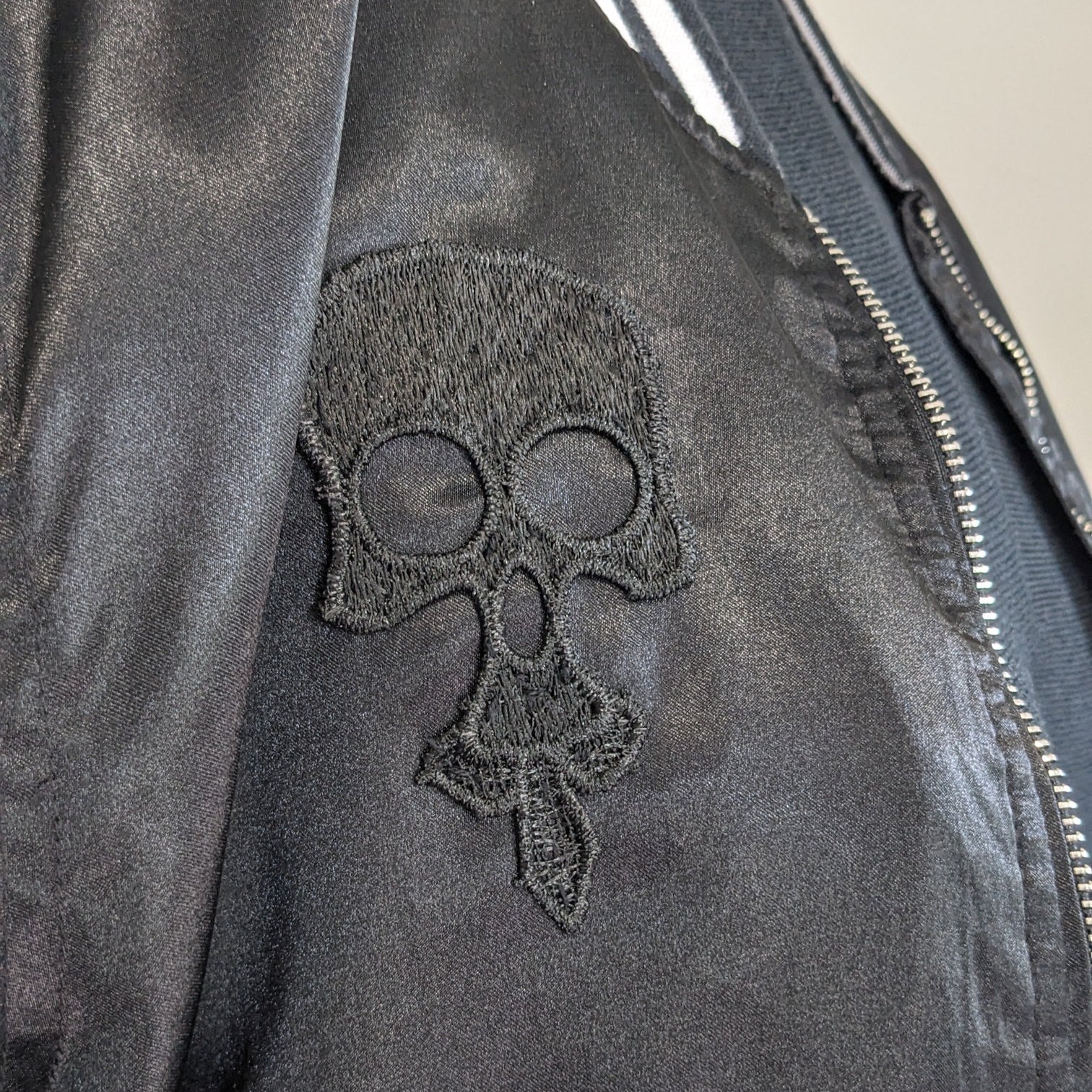 Black Zip Up with Skull and Lace