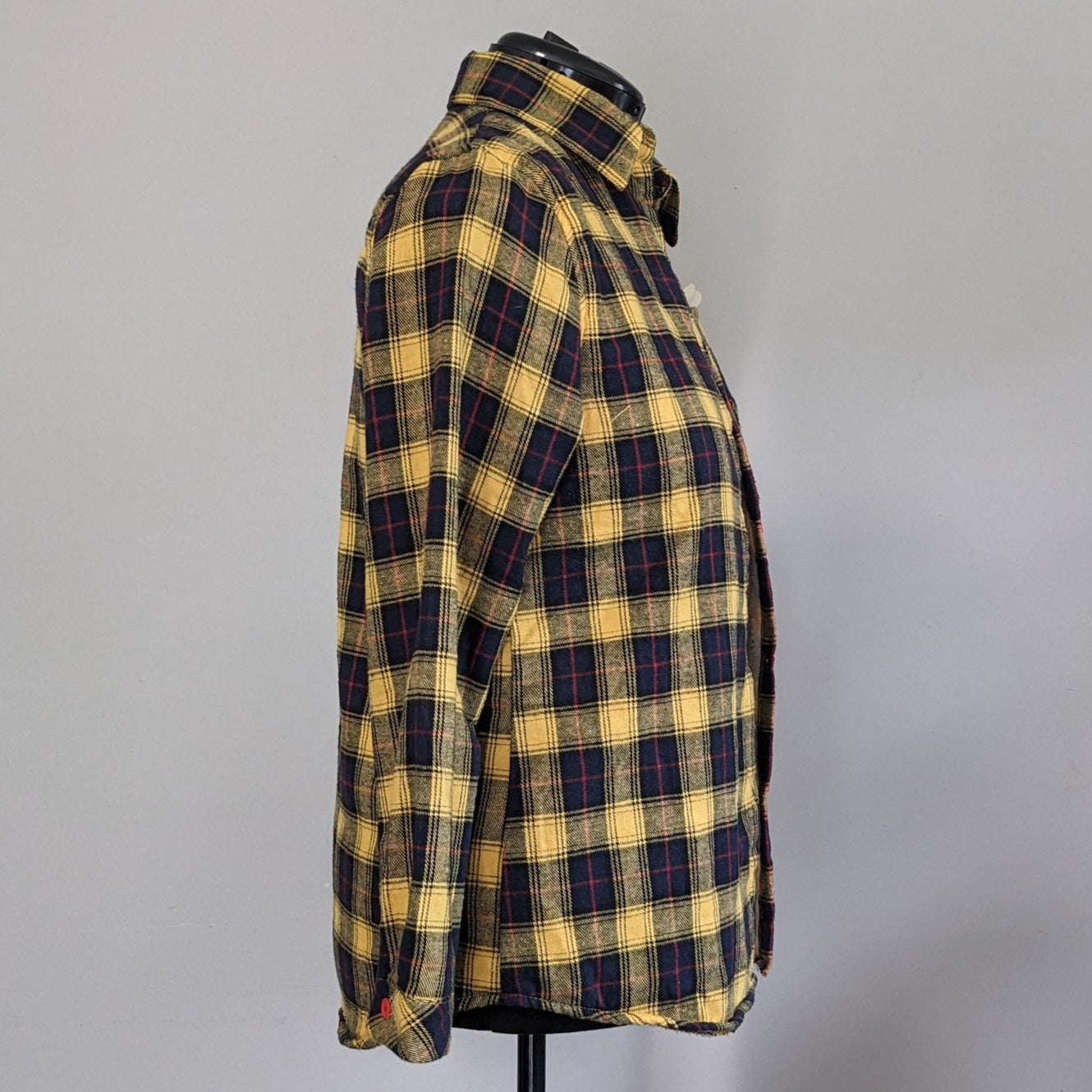 Yellow fuzzy flannel with floral accent and antique buttons