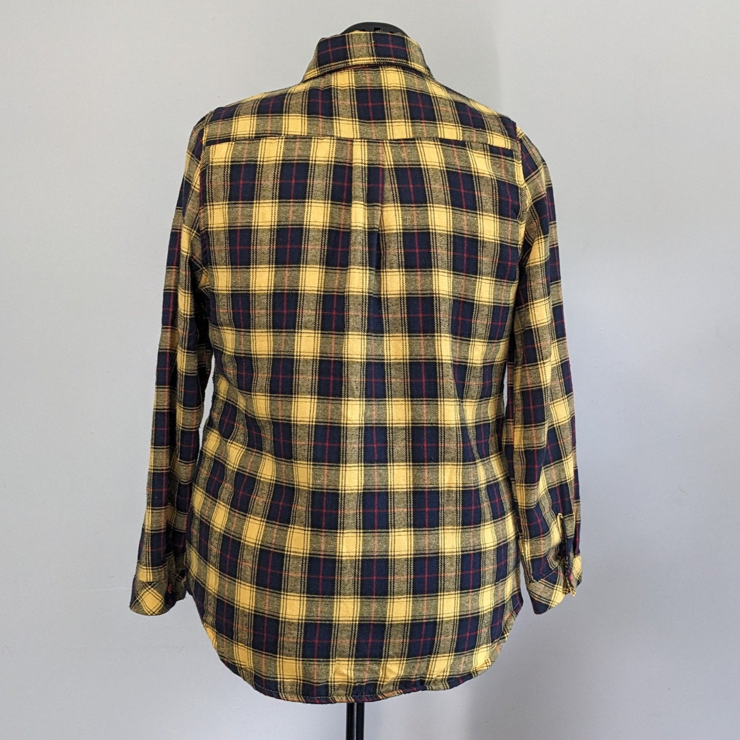 Yellow fuzzy flannel with floral accent and antique buttons