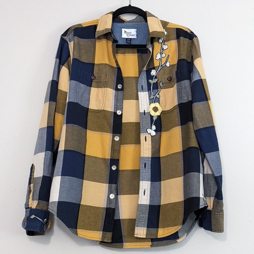 Sunflower button-up plaid shirt