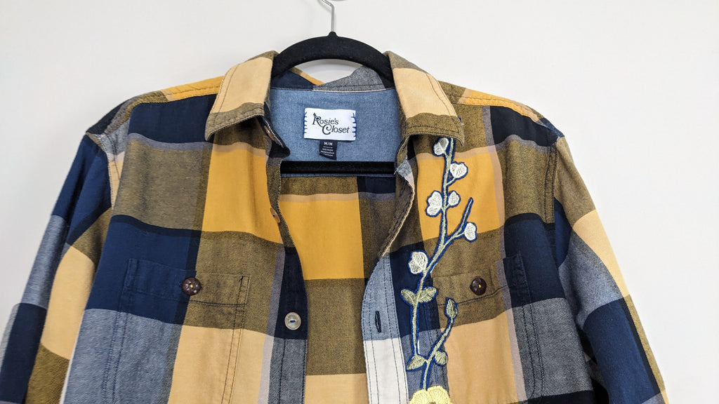 Sunflower button-up plaid shirt