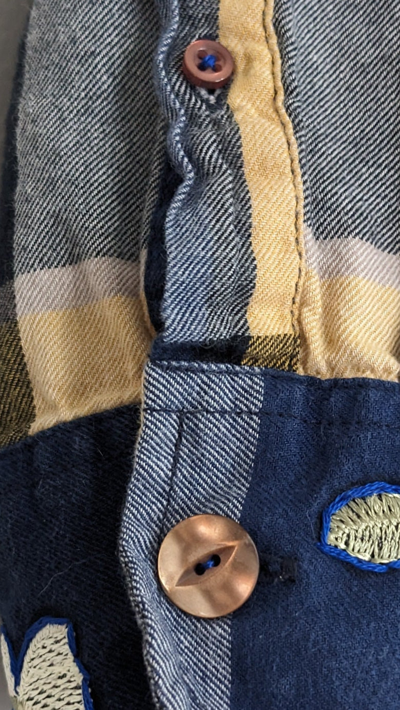 Sunflower button-up plaid shirt