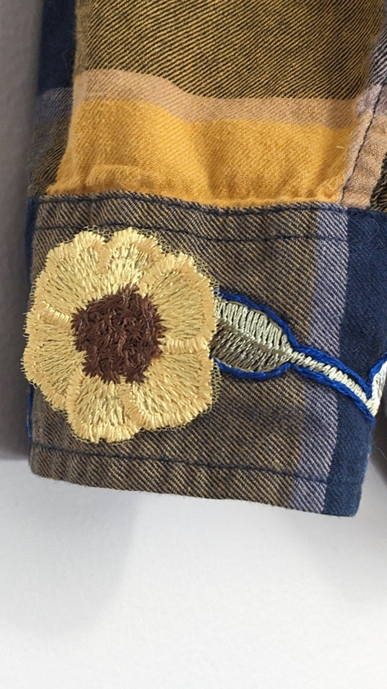 Sunflower button-up plaid shirt