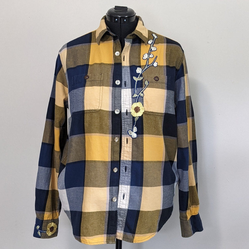 Sunflower button-up plaid shirt