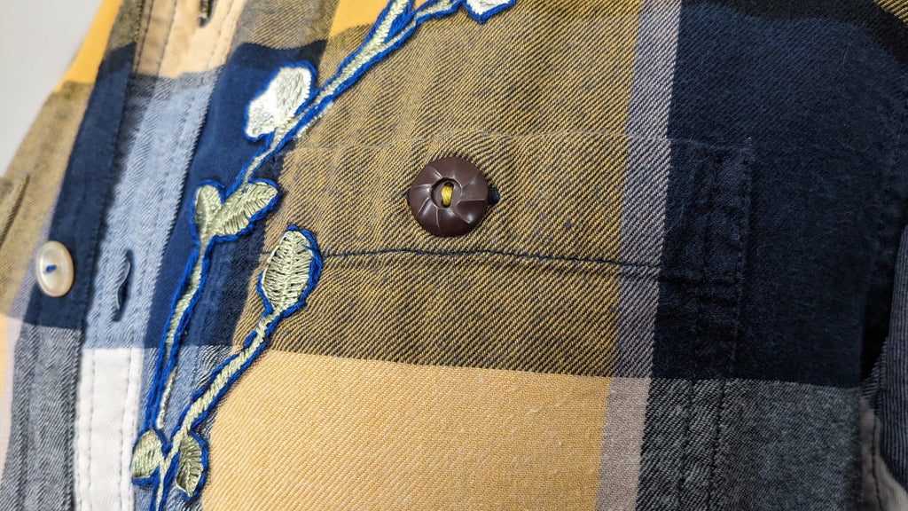 Sunflower button-up plaid shirt