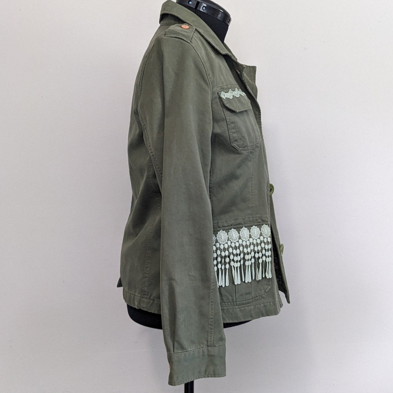 Green Jacket with lace detailing